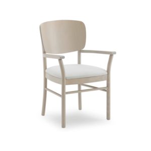 Poltroncina con braccioli e sedile debordante